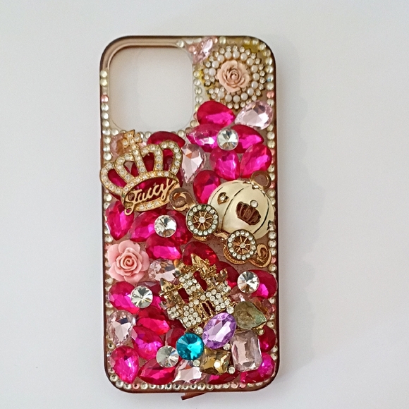 Juicy Couture Other - Juicy Couture Pink and Gold Embellished Phone Case